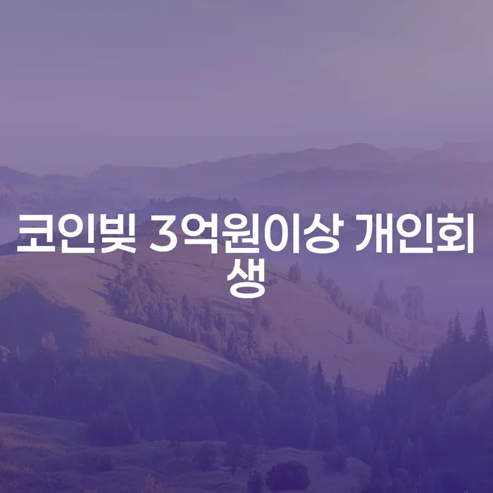 코인빚 3억원 이상, 개인회생으로 해결 가능할까요?